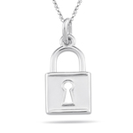 Lock Pendant in 14K White Gold